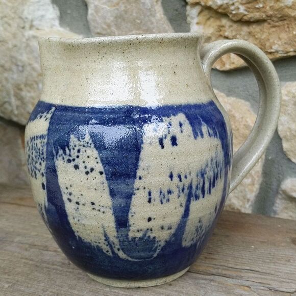 Pottery pitcher blue handcrafted - Picture 9 of 9